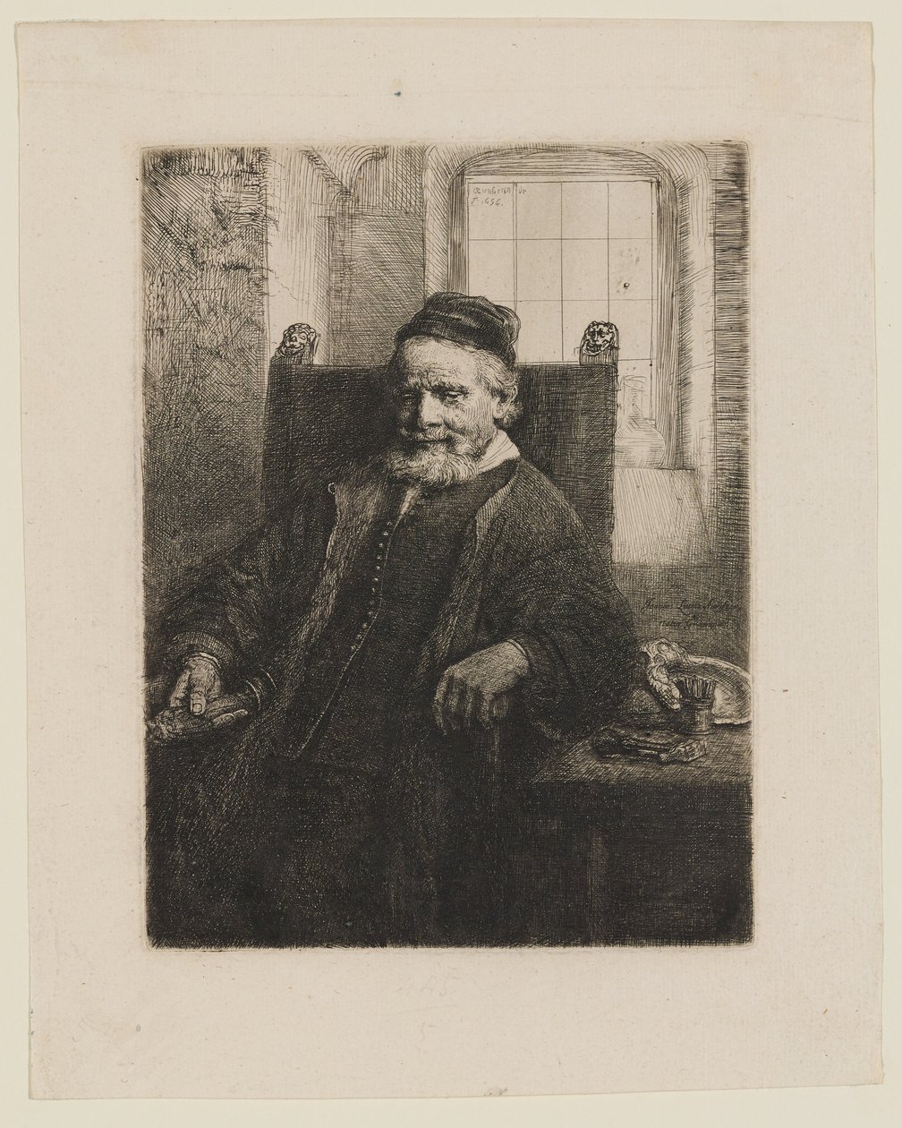 Jan Lutma, de Oudere, goudsmid en beeldhouwer door Rembrandt van Rijn