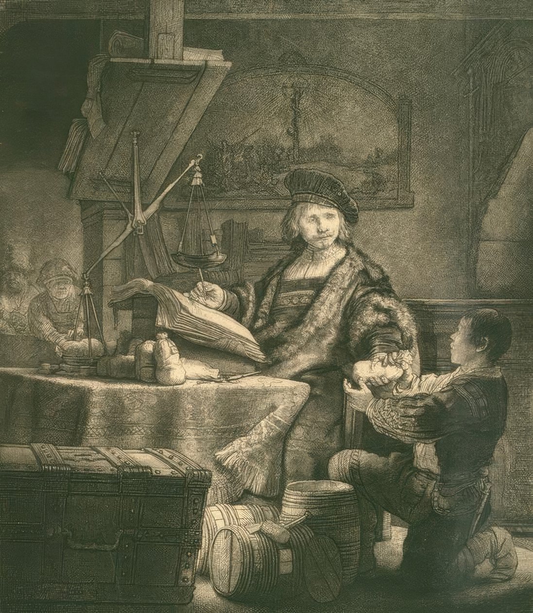 Jan Uijtenbogaert, genaamd de Goudweger door Rembrandt van Rijn