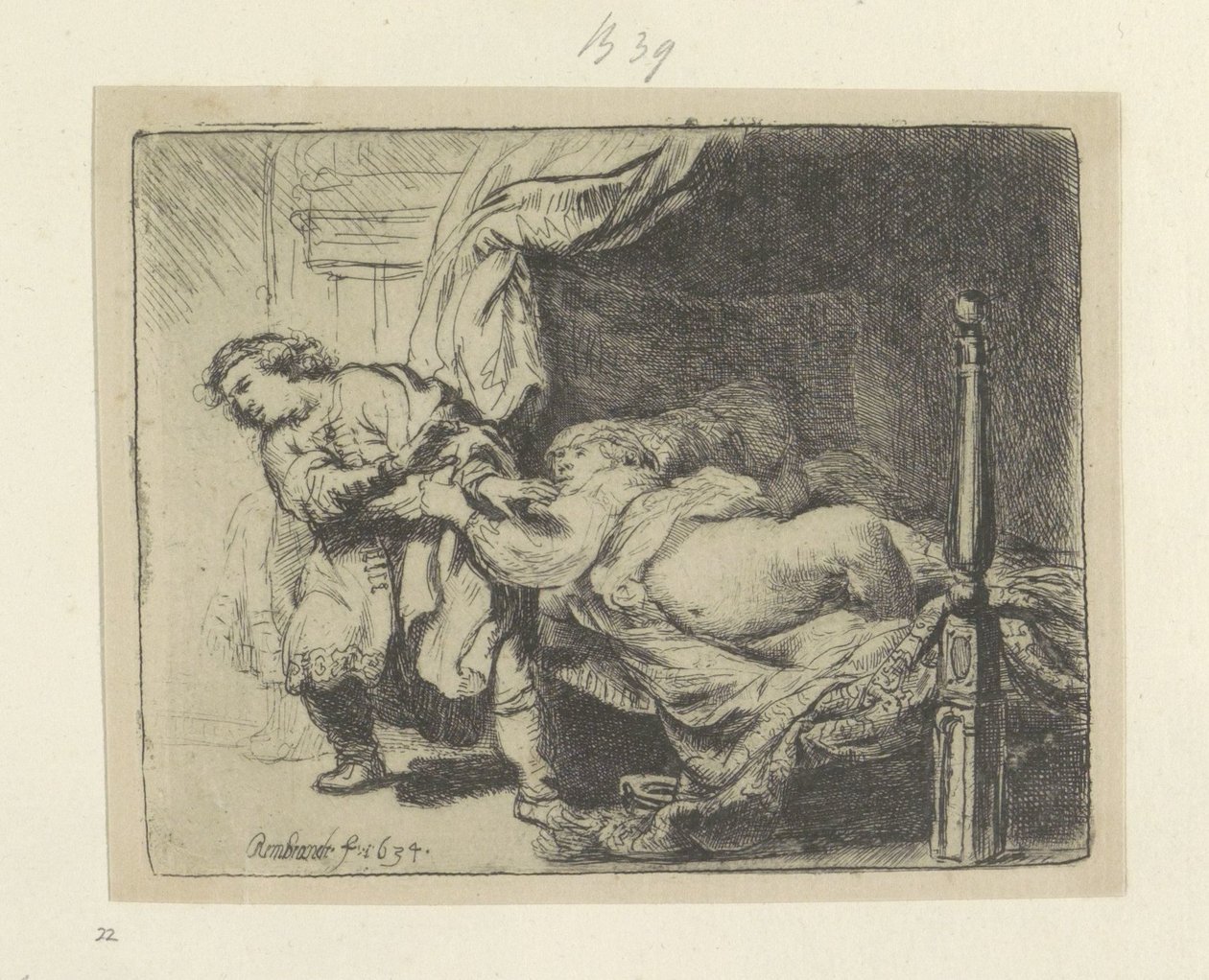 Jozef en de vrouw van Potifar door Rembrandt van Rijn