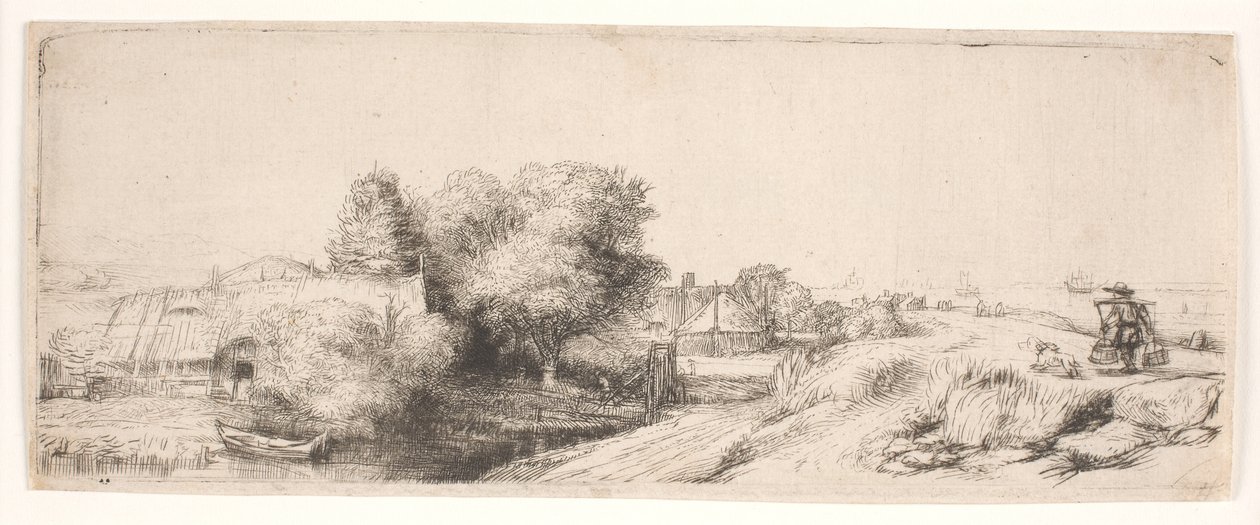 Landschap met een melkboer door Rembrandt van Rijn