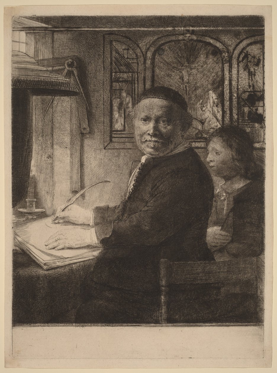 Lieven Willemsz van Coppenol: the Smaller Plate door Rembrandt van Rijn