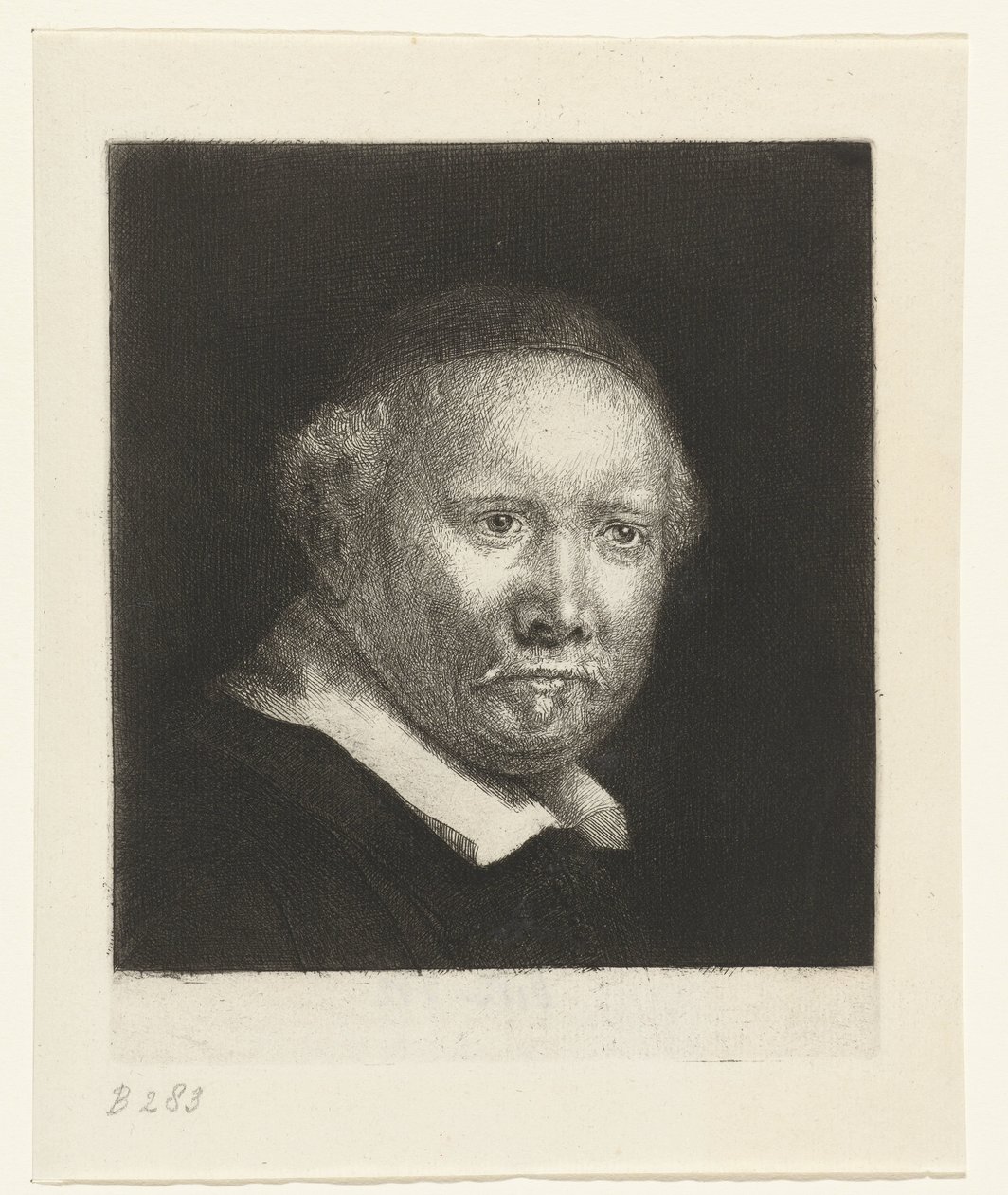 Lieven Willemsz. van Coppenol, schrijfmeester: de grotere plaat door Rembrandt van Rijn