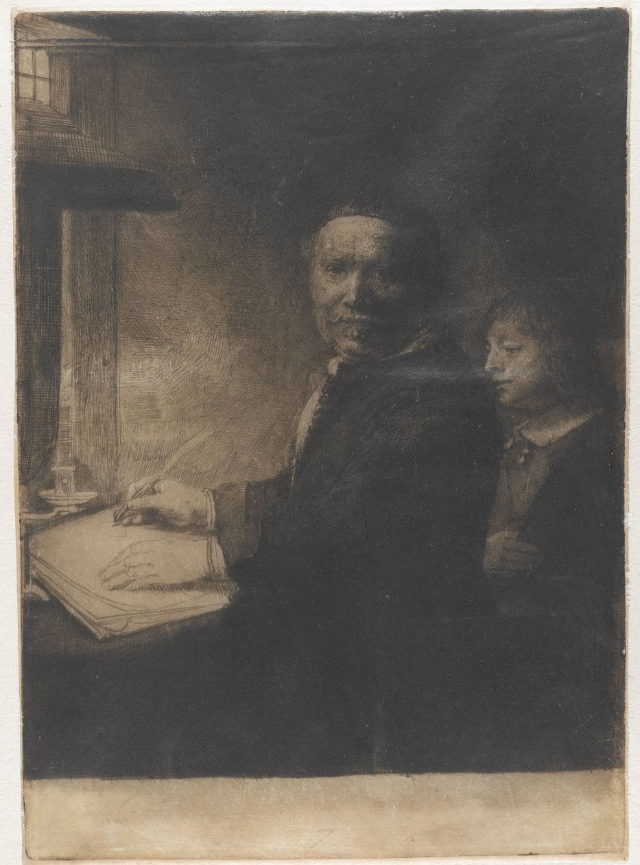 Lieven Willemsz. van Coppenol, schrijfmeester: de kleinere plaat door Rembrandt van Rijn