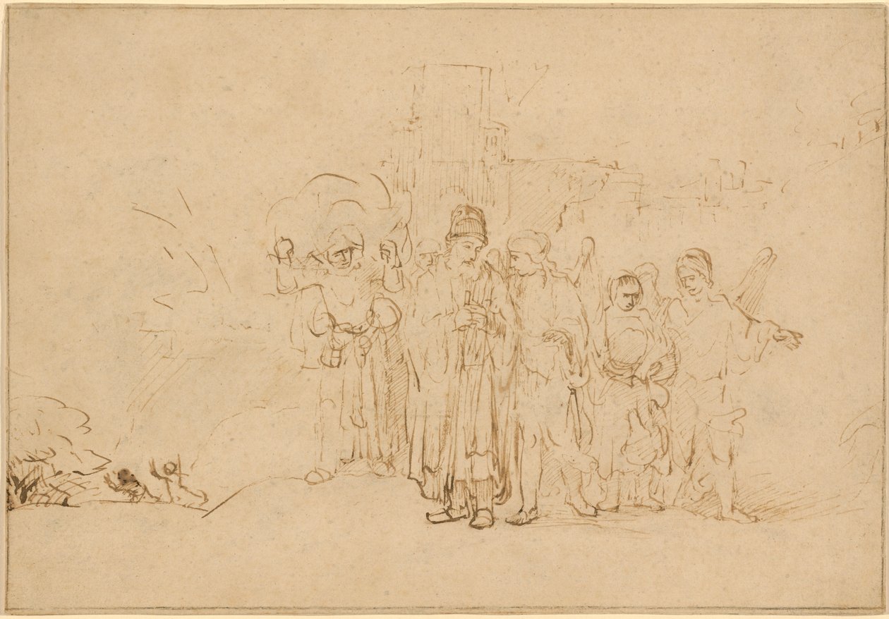 Lot en Zijn Familie Verlaten Sodom door Rembrandt van Rijn