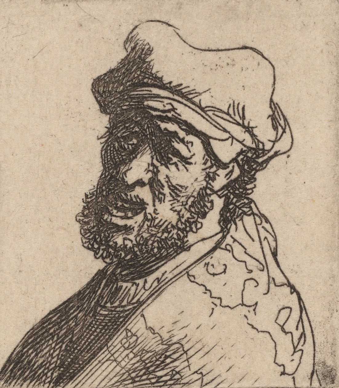 Man die Roept, Driekwart Links door Rembrandt van Rijn