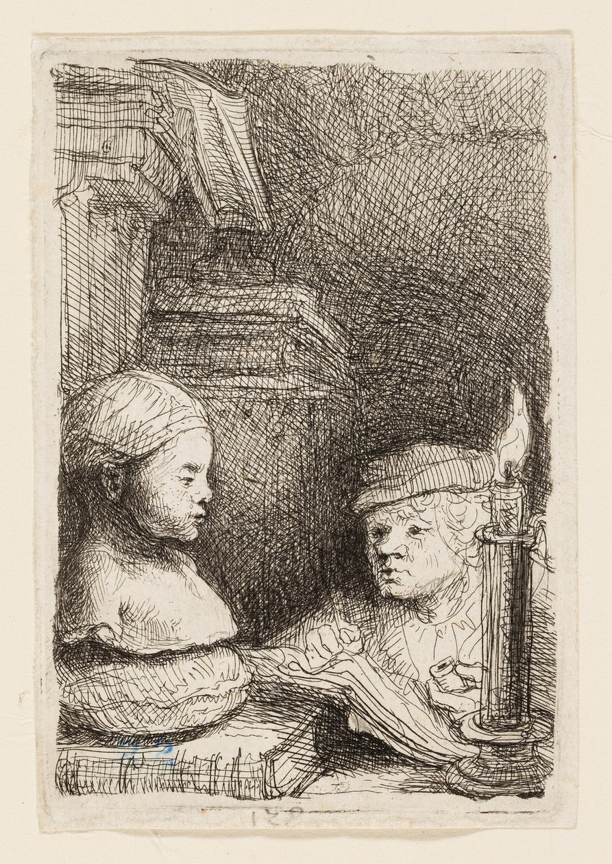 Man Tekent van een Gipsafgietsel door Rembrandt van Rijn