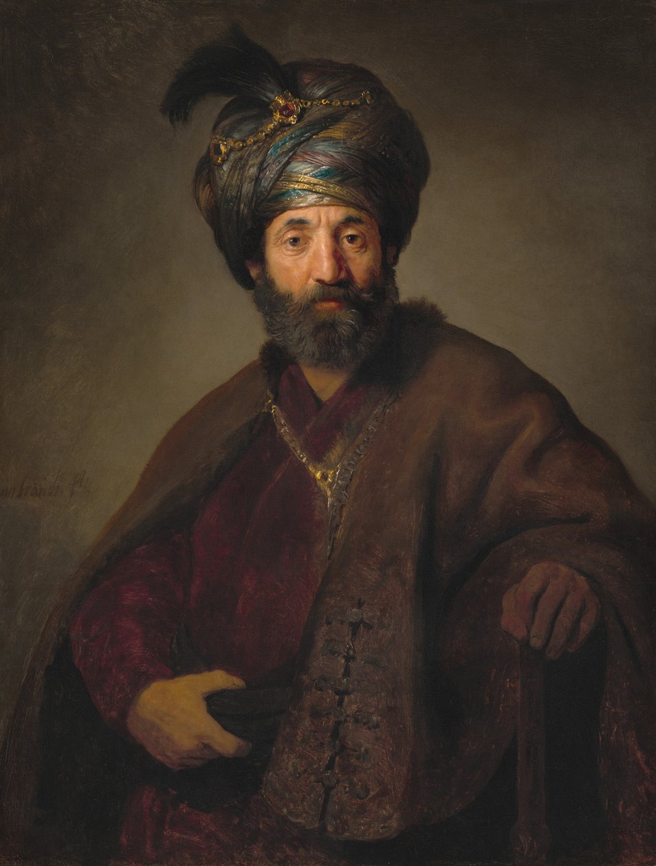 Man in oosters kostuum door Rembrandt van Rijn