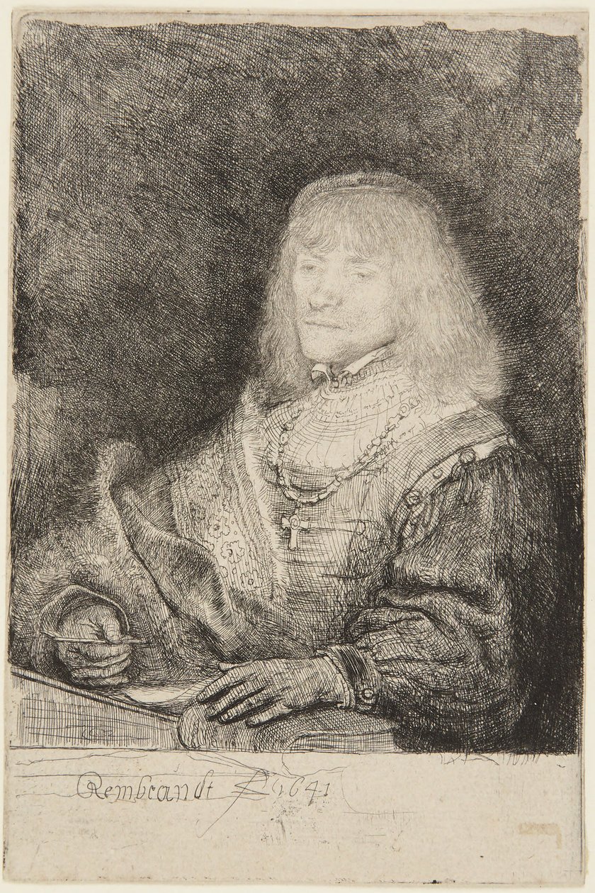 Man met kruisbeeld en ketting door Rembrandt van Rijn