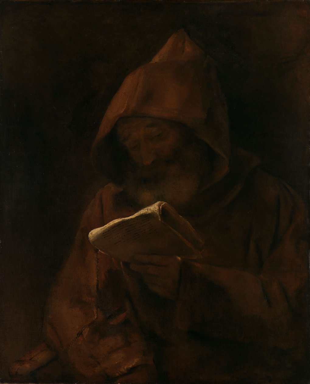 De lezende monnik door Rembrandt van Rijn