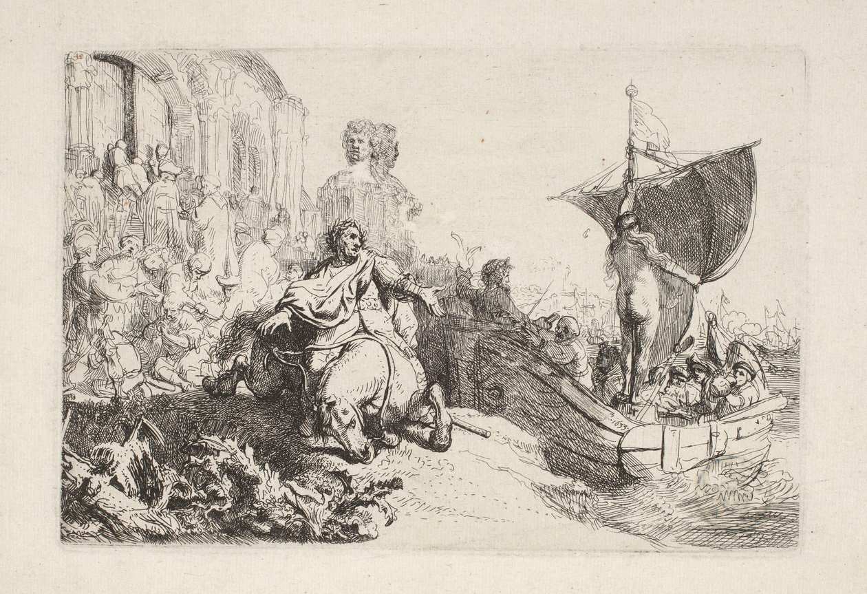 Het schip van Fortuna door Rembrandt van Rijn