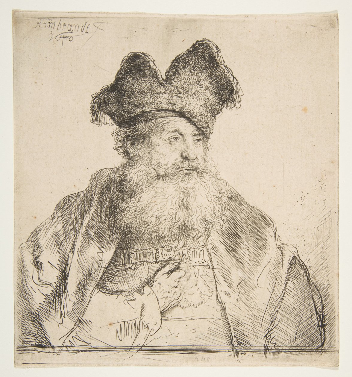 Oude Man met een Verdeelde Bontmuts door Rembrandt van Rijn
