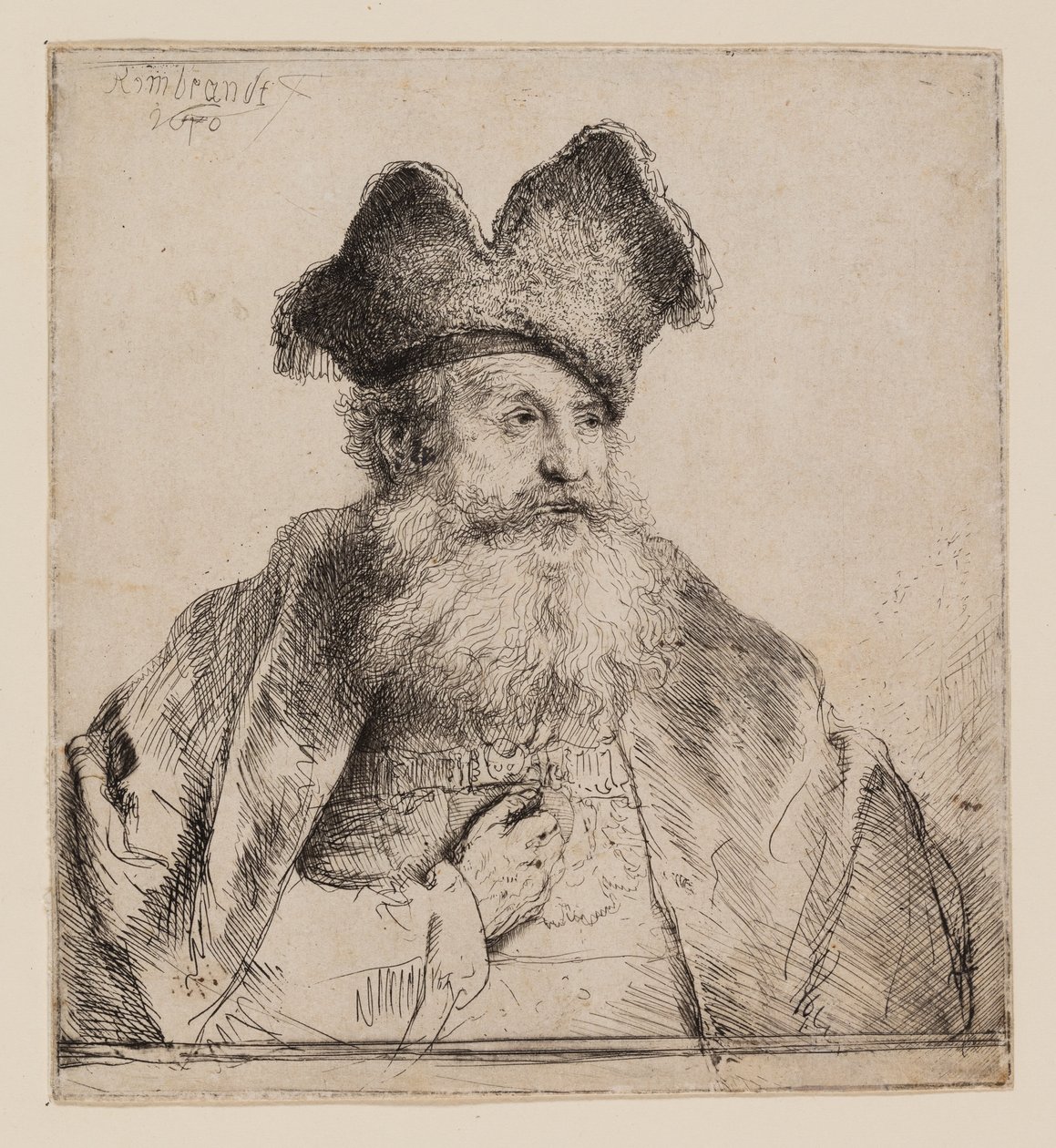 Oude Man met een Verdeelde Bontmuts door Rembrandt van Rijn