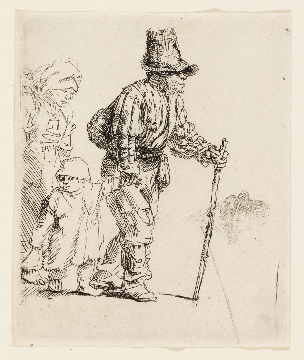 Boerenfamilie op de zwerftocht door Rembrandt van Rijn