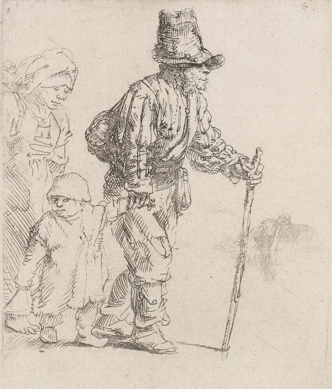Boerenfamilie op de zwerftocht, ca. 1652 door Rembrandt van Rijn