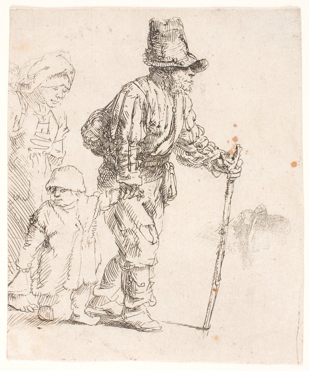 Een boerengezin op zwerftocht door Rembrandt van Rijn