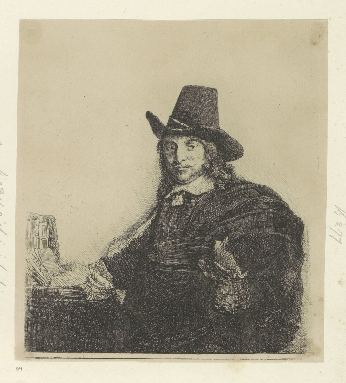 Portret van de schilder Jan Asselijn door Rembrandt van Rijn