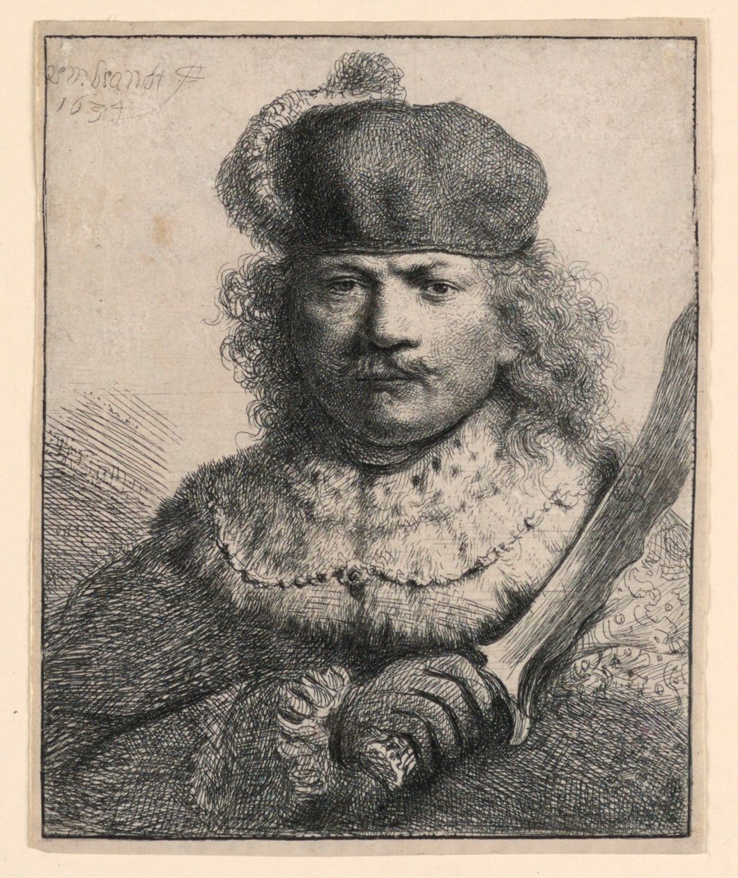 Rembrandt met Opgeheven Sabel door Rembrandt van Rijn