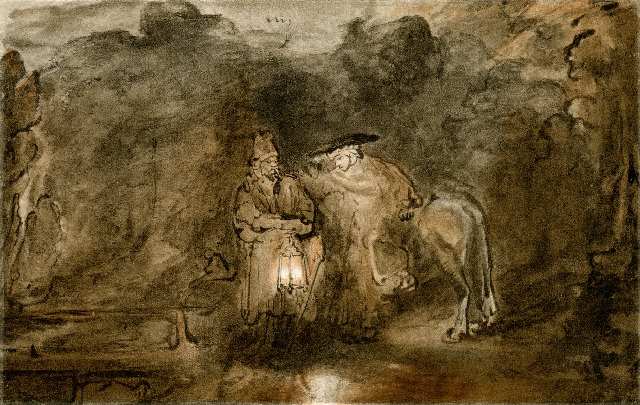 Rust tijdens de vlucht naar Egypte door Rembrandt van Rijn
