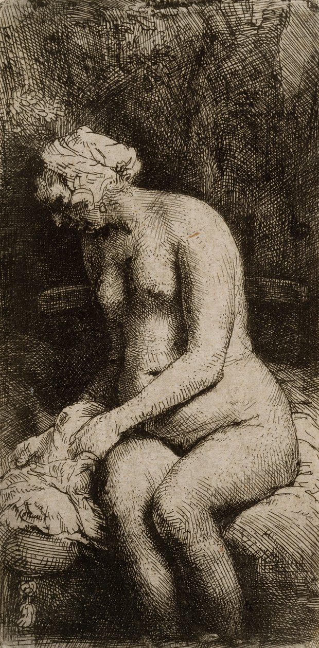Zittend naakt door Rembrandt van Rijn