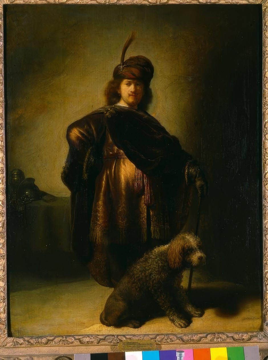 Zelfportret in oosters kostuum door Rembrandt van Rijn