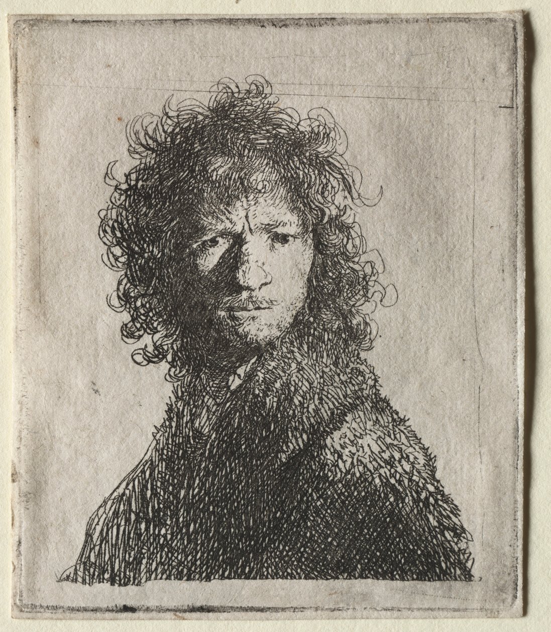 Zelfportret Fronsend: Buste, 1630 door Rembrandt van Rijn