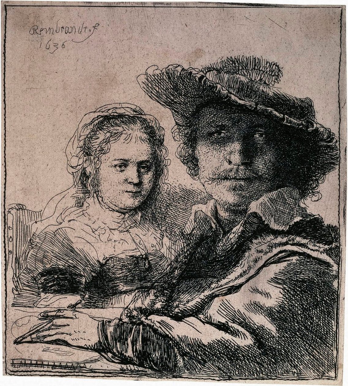Zelfportret met Saskia, 1636 door Rembrandt van Rijn