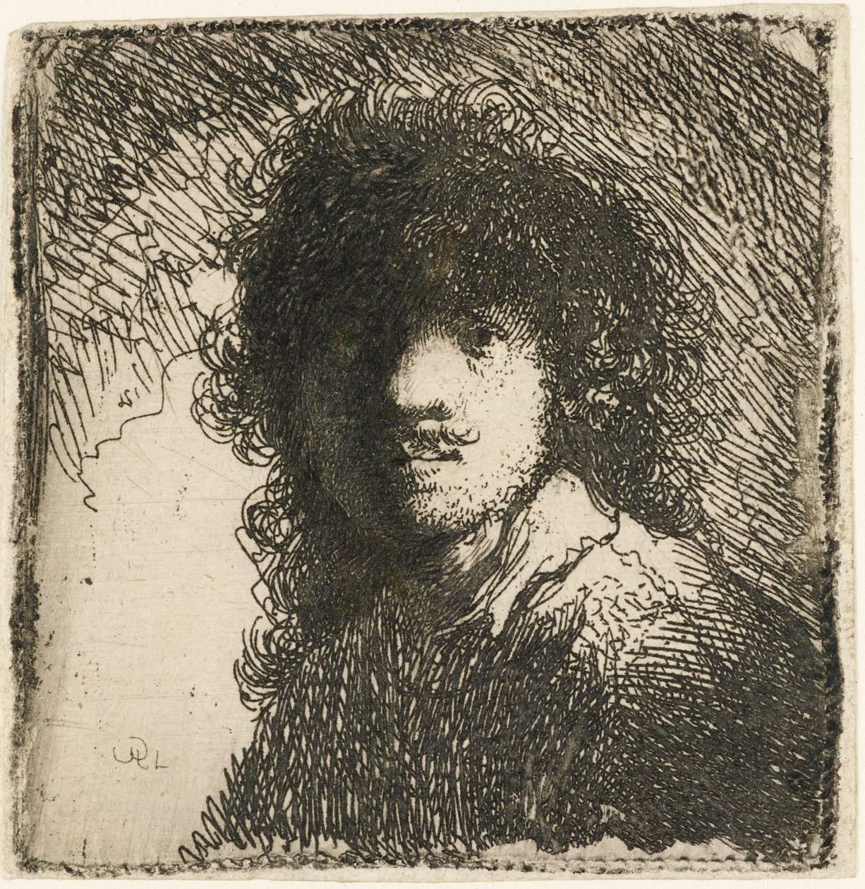 Zelfportret zonder hoed: buste, ca. 1629 door Rembrandt van Rijn