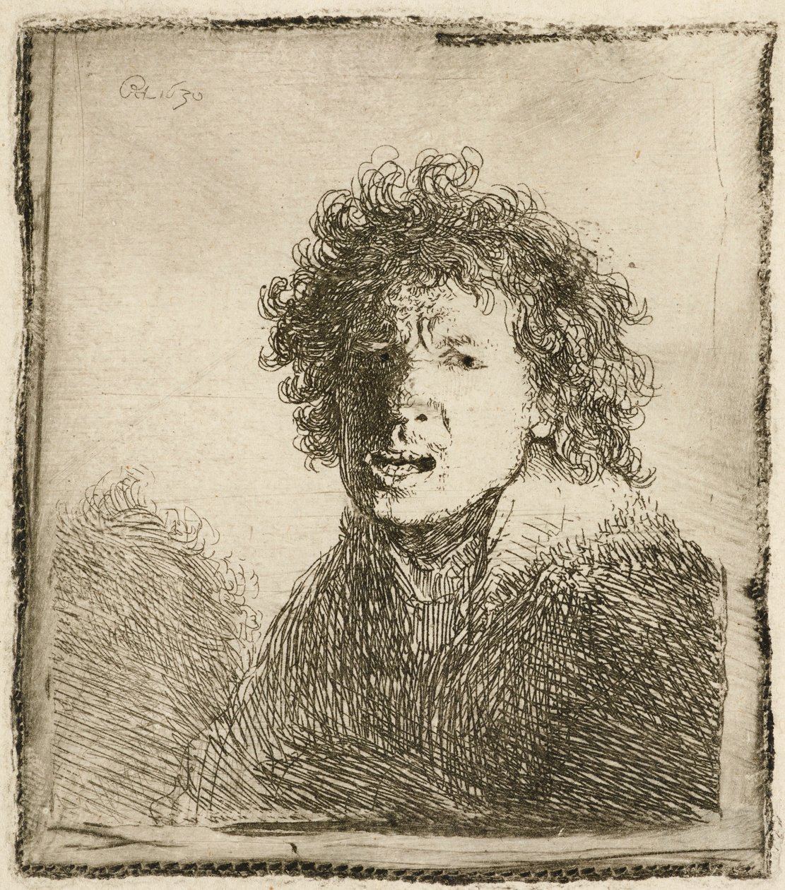 Zelfportret met open mond, alsof schreeuwend: buste door Rembrandt van Rijn