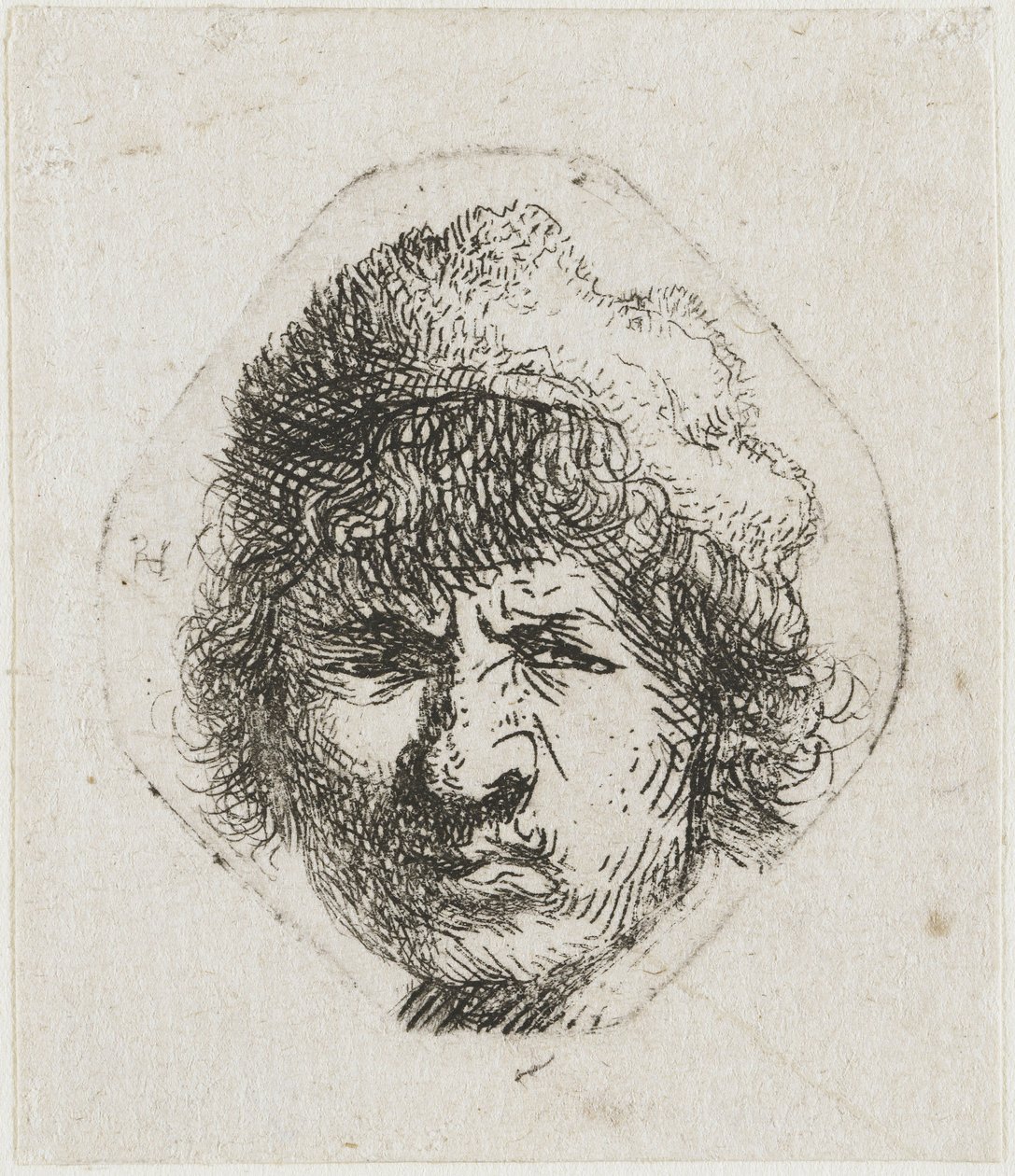 Zelfportret fronsend door Rembrandt van Rijn