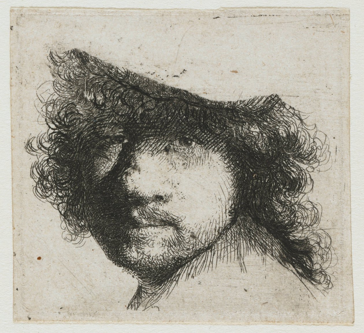 Blad met studies: hoofd van de kunstenaar door Rembrandt van Rijn