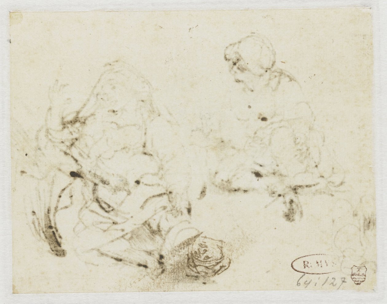 Kleine studie van het hoofd van de zieke vrouw door Rembrandt van Rijn