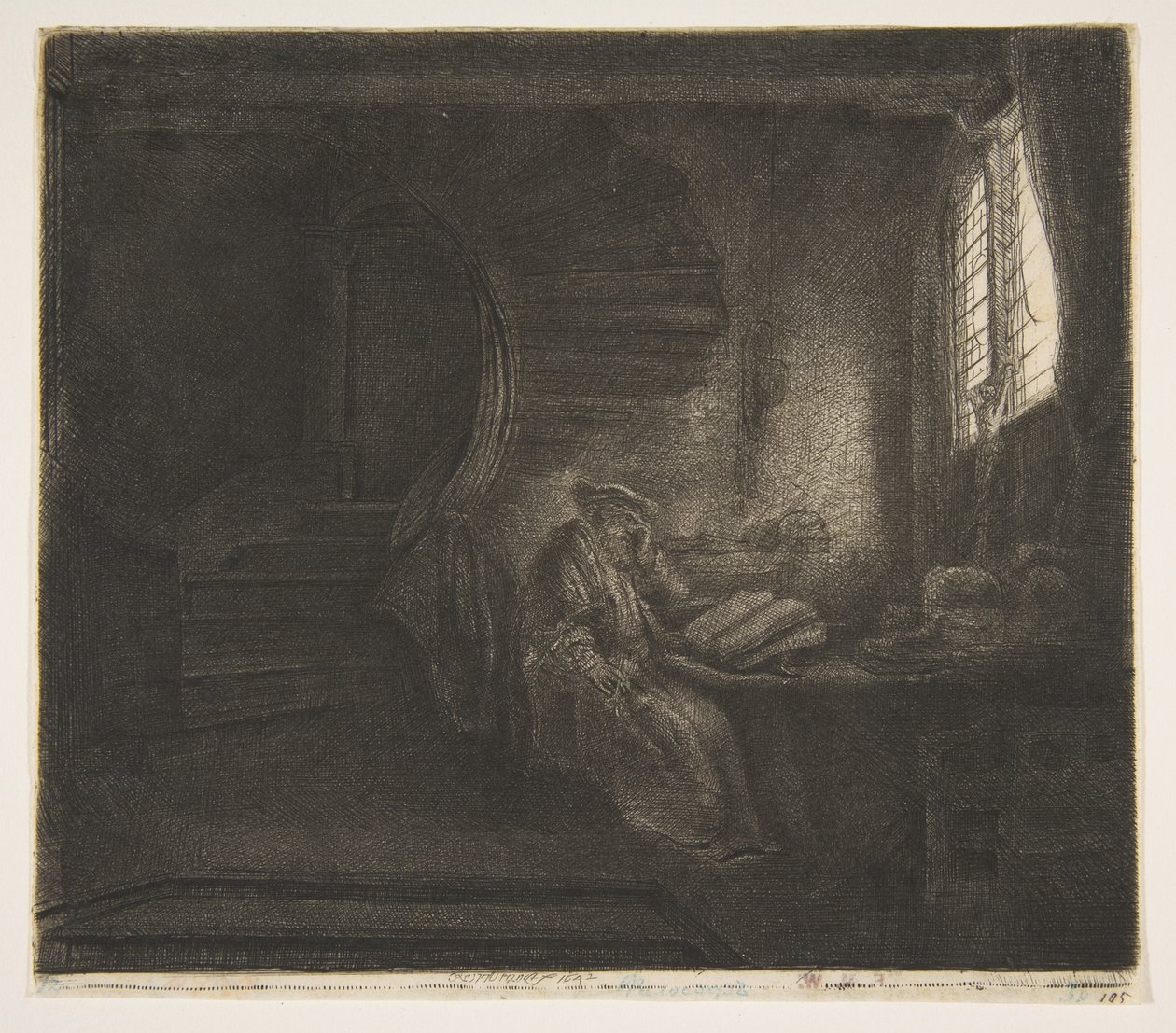 Sint Hiëronymus in een donkere kamer, 1642 door Rembrandt van Rijn