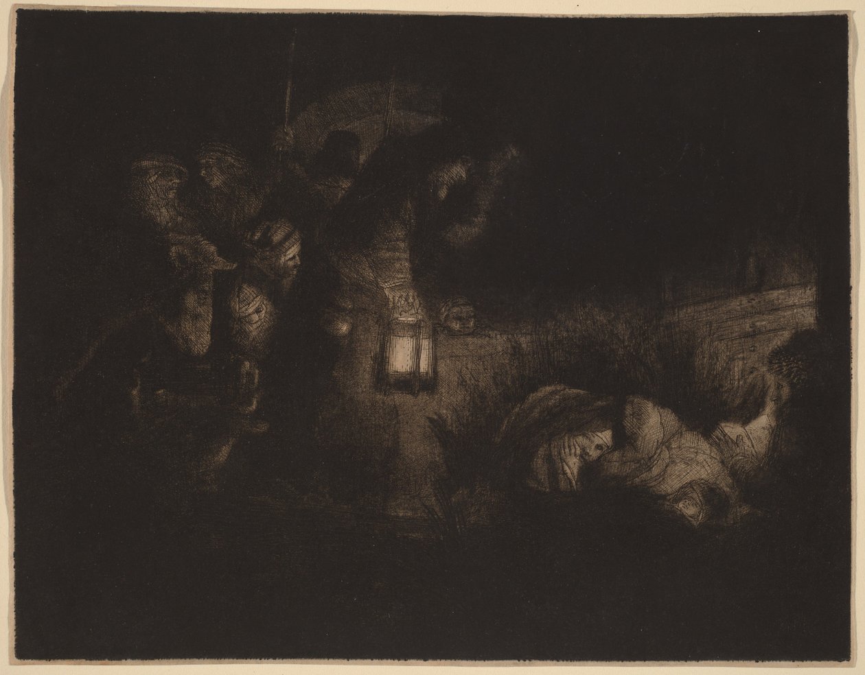 De aanbidding van de herders: een nachtelijk tafereel door Rembrandt van Rijn
