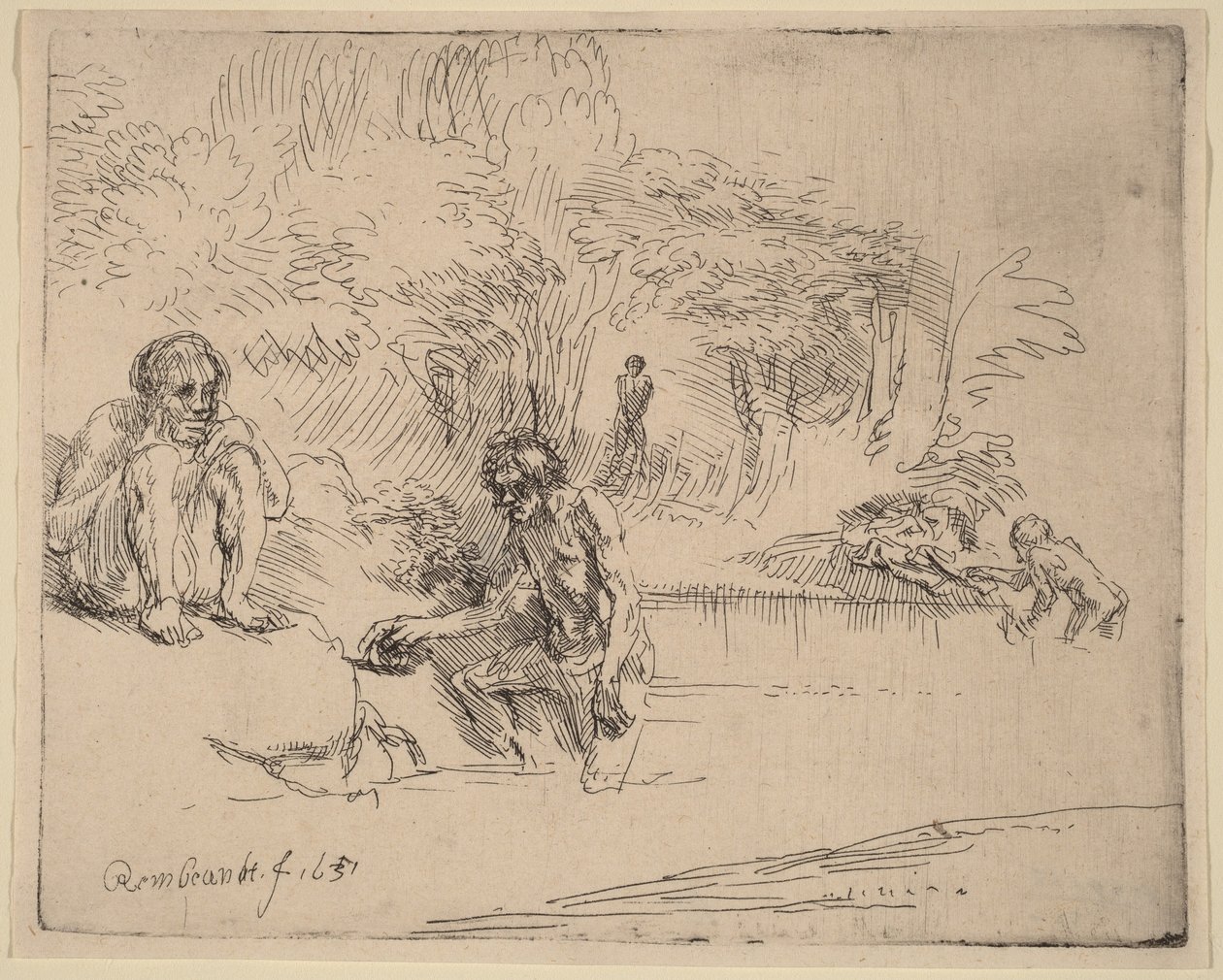 De baders door Rembrandt van Rijn