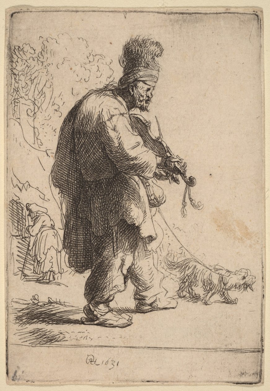De blinde violist door Rembrandt van Rijn