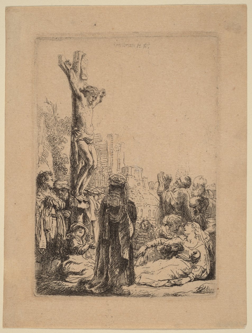 De kruisiging: klein bord door Rembrandt van Rijn