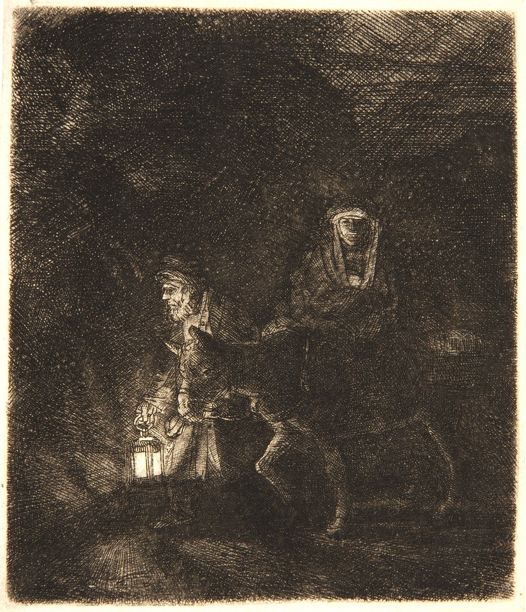 De Vlucht naar Egypte: Een Nachtstuk door Rembrandt van Rijn