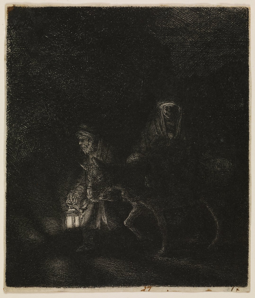 De vlucht naar Egypte (een nachtstuk) door Rembrandt van Rijn