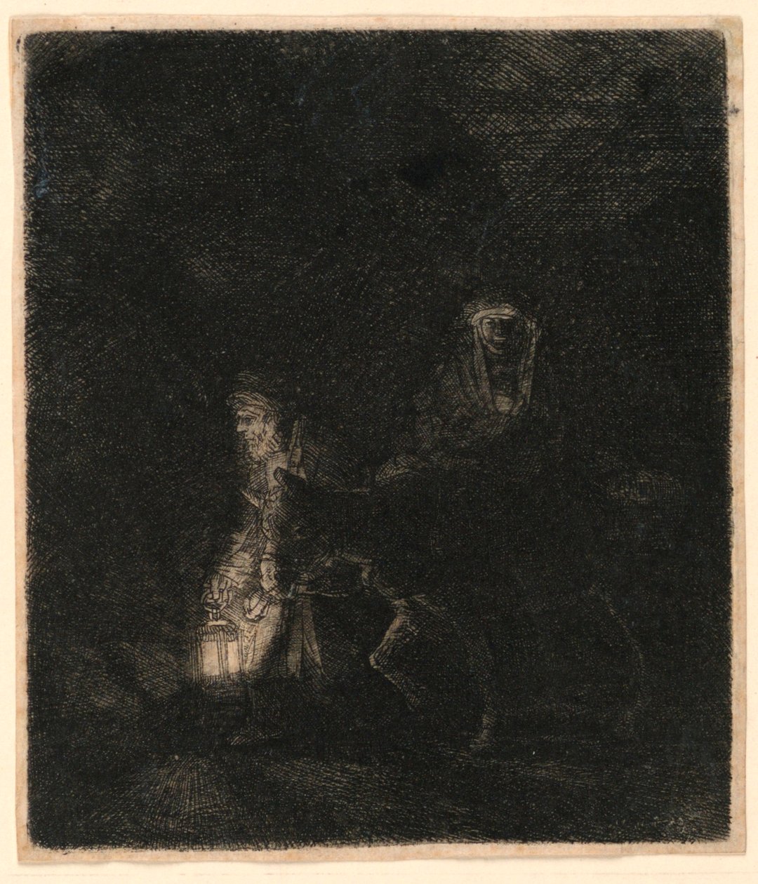 De Vlucht naar Egypte: Een Nachtstuk door Rembrandt van Rijn
