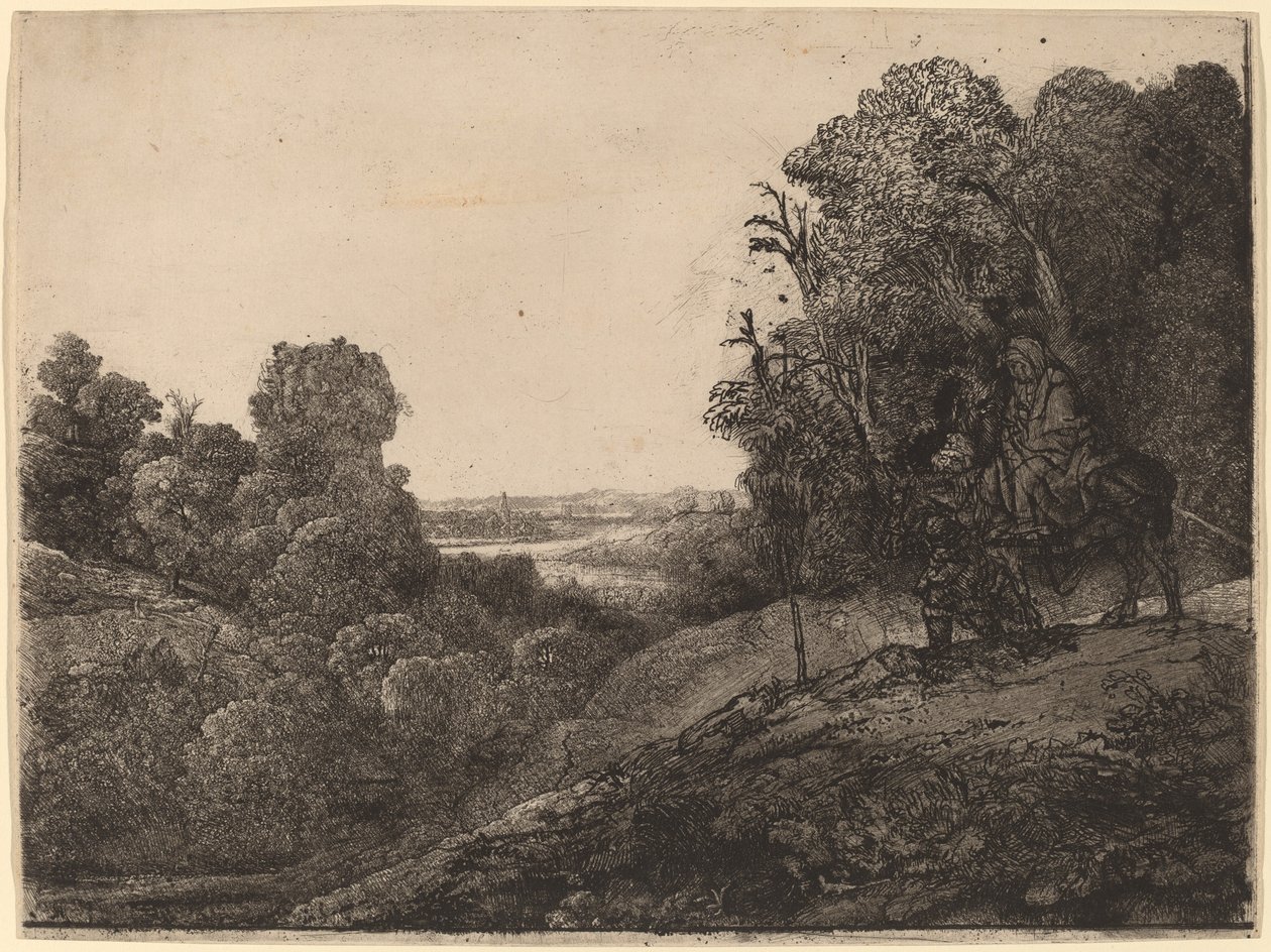 De vlucht naar Egypte: Gewijzigd van Seghers door Rembrandt van Rijn