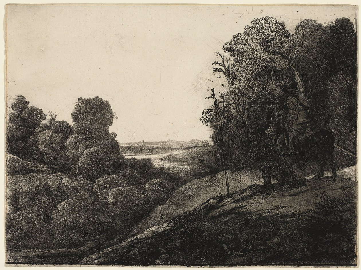 De vlucht naar Egypte: aangepast van Seghers door Rembrandt van Rijn