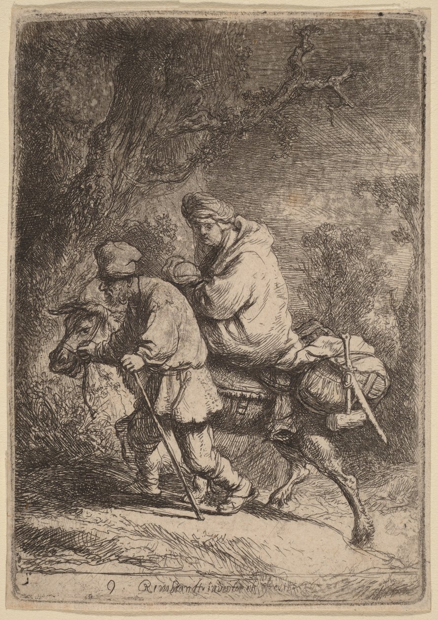 De vlucht naar Egypte: Klein door Rembrandt van Rijn