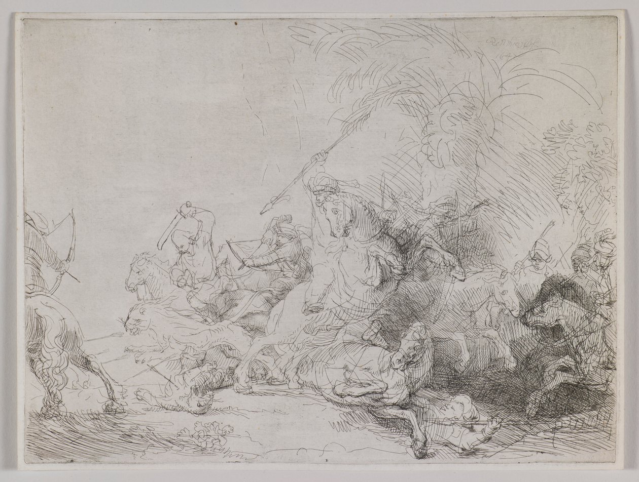 De grote leeuwenjacht door Rembrandt van Rijn