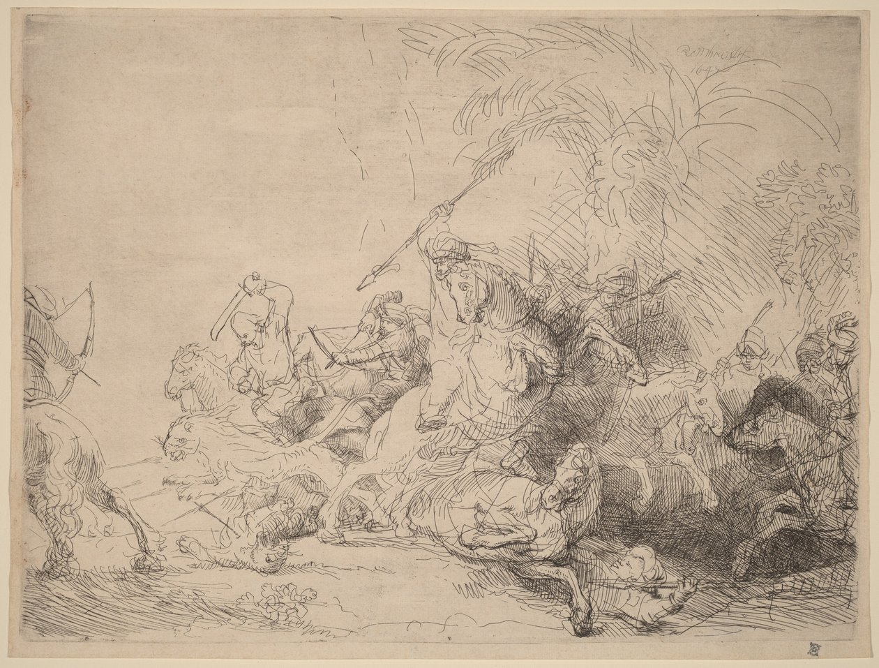 De grote leeuwenjacht door Rembrandt van Rijn