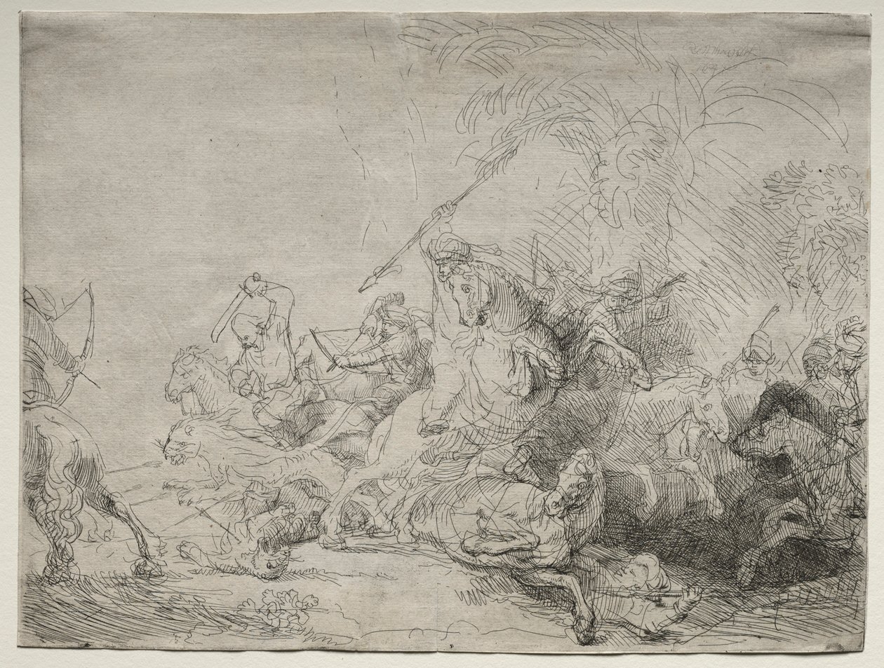 De Grote Leeuwenjacht door Rembrandt van Rijn