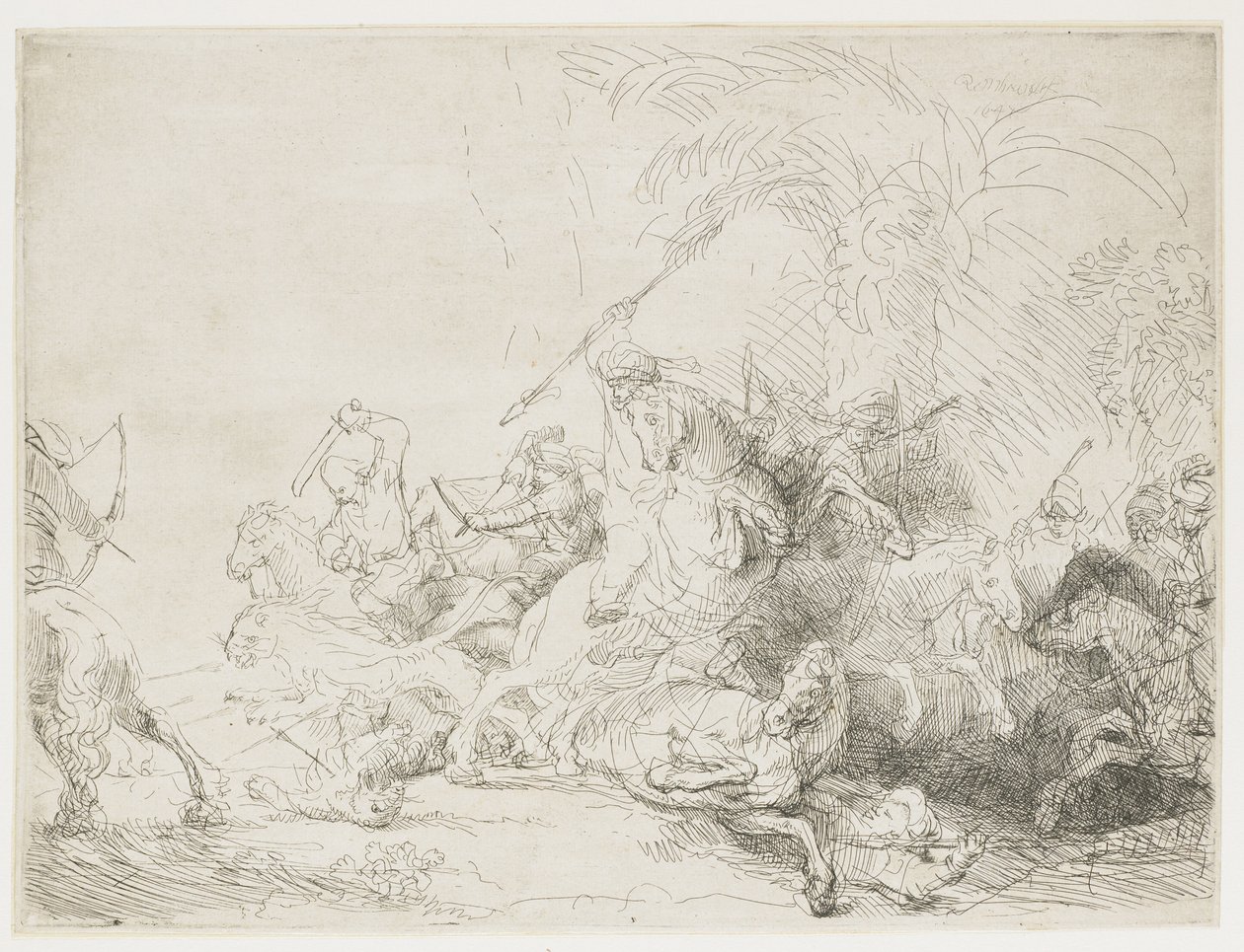 De Grote Leeuwenjacht, 1641 door Rembrandt van Rijn
