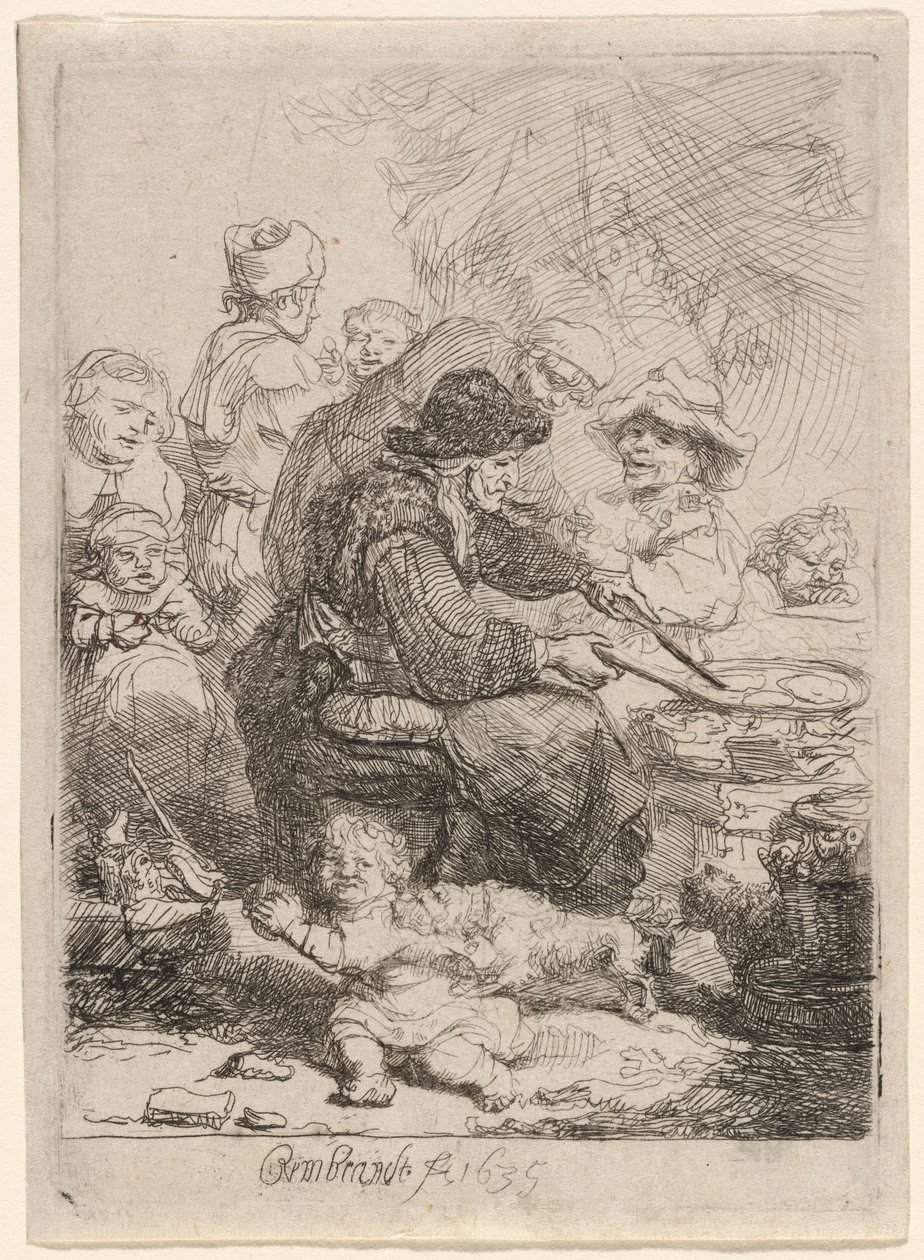 De pannenkoekvrouw door Rembrandt van Rijn
