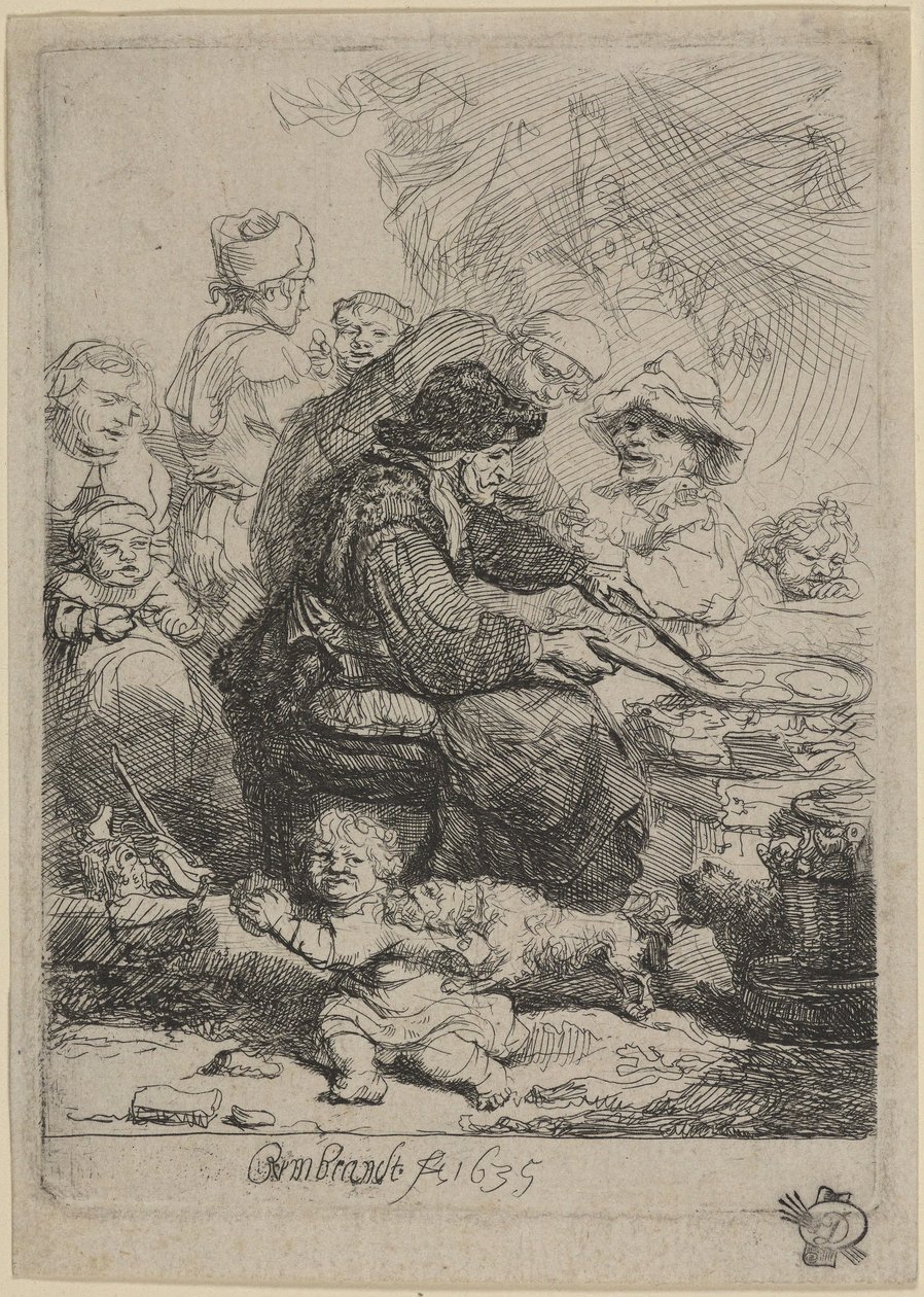 De pannenkoekenvrouw door Rembrandt van Rijn