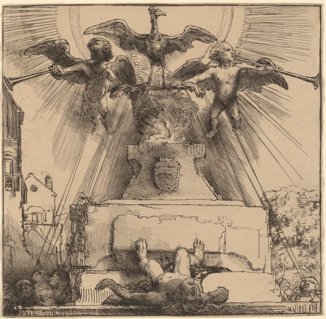 De Feniks of het omvergeworpen standbeeld door Rembrandt van Rijn