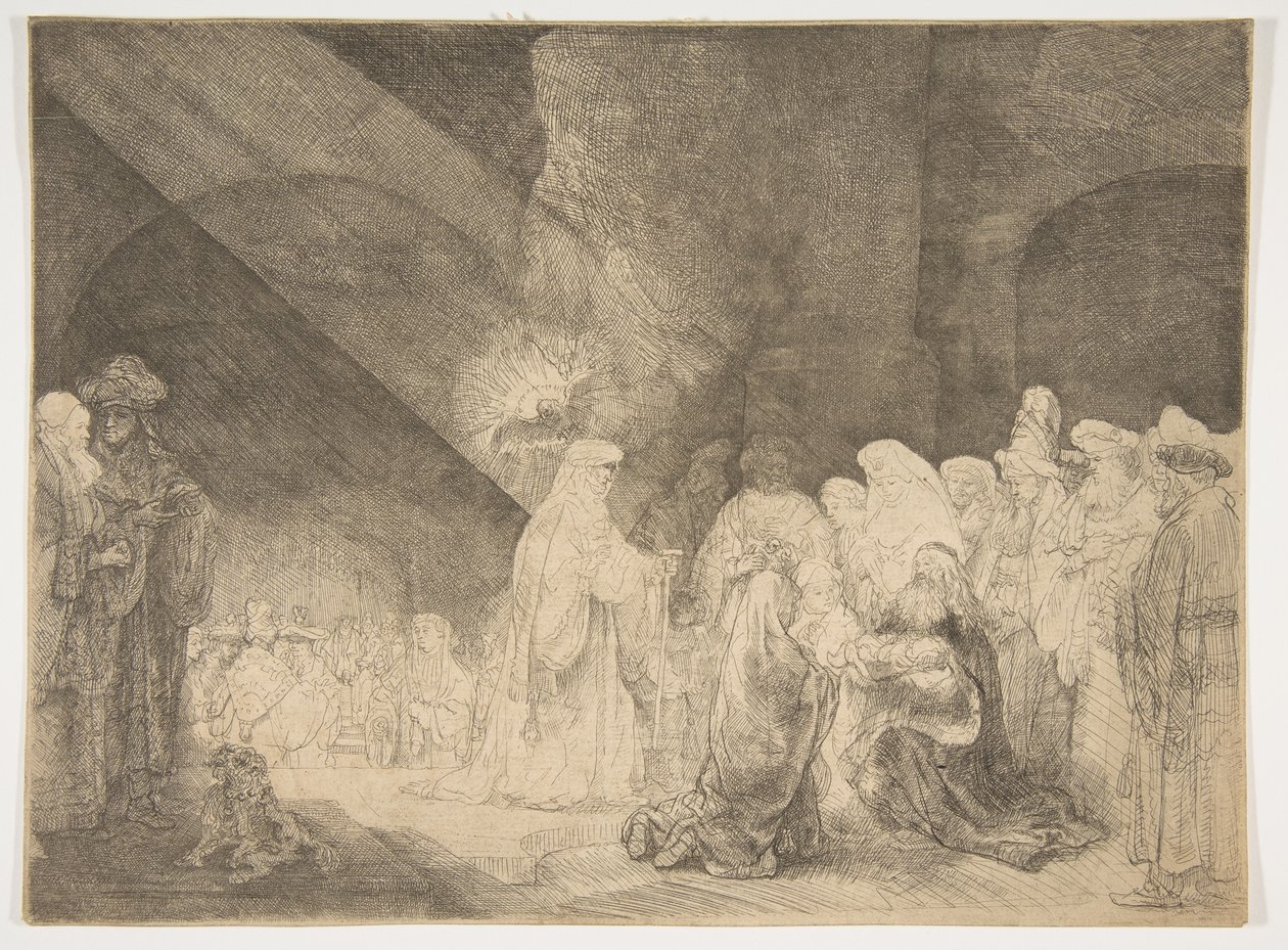 De Presentatie in de Tempel: Rechthoekige Plaat door Rembrandt van Rijn